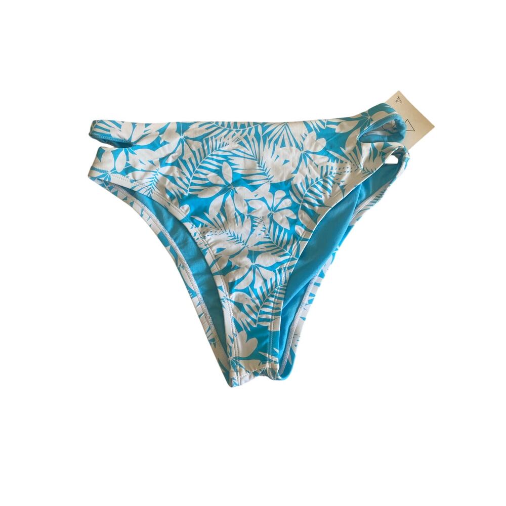 VYB high waisted bikini bottoms NWT blue and white tropical  L
